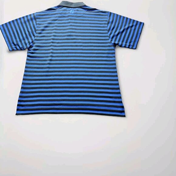 FootJoy Polo Mens L Navy Striped Golf 3 Button SS ProDry Pique Athleisure Logo - Picture 2 of 10